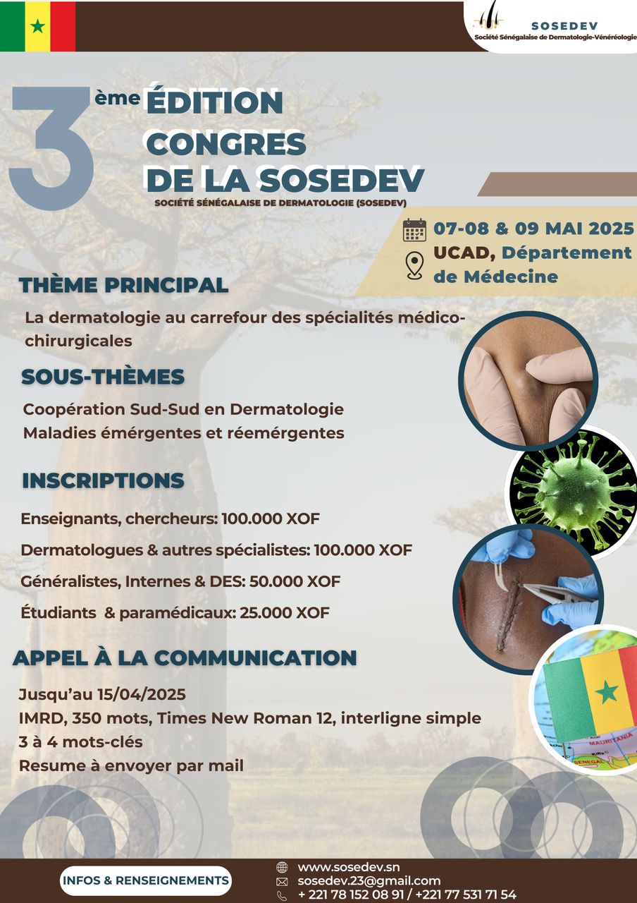 Affiche originale du 3e congrès de la SOSEDEV, du 7 au 9 mai 2025